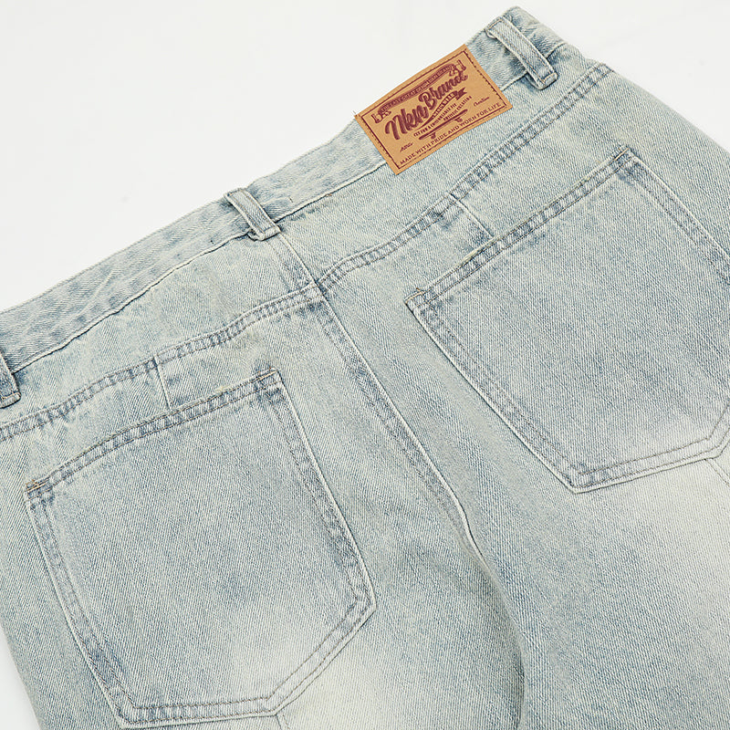 Spliced Light Blue Denim Jeans PinkLimes Trending Streetwear