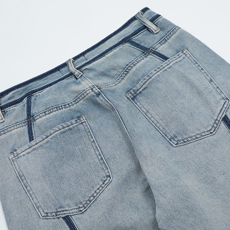 Striped Stitch Loose Streetwear Jeans PinkLimes Trending Streetwear