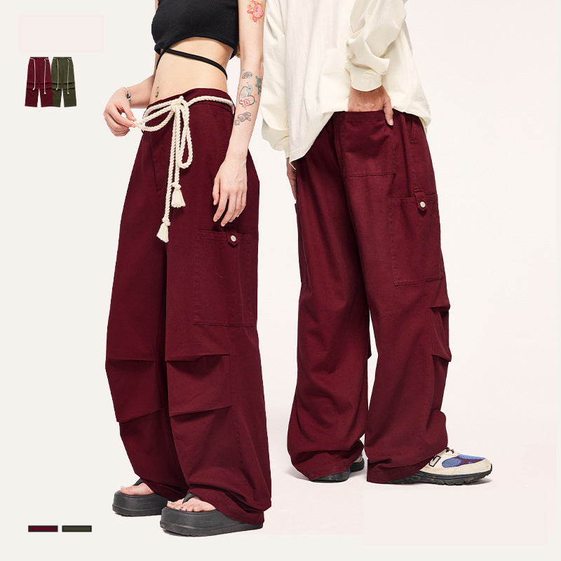 Tethered Wide-Leg Cargo Pants PinkLimes Trending Streetwear