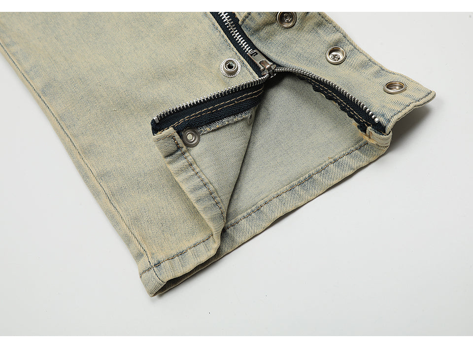 Khaki Washed Jeans PinkLimes Trending Streetwear