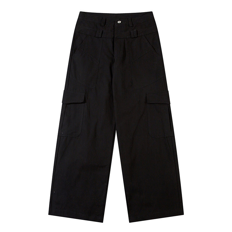 Solid Color High Waist Cargo Pants Black PinkLimes Trending Streetwear