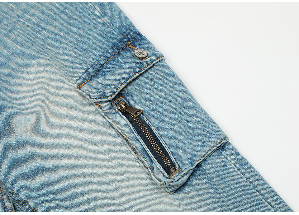 Cargo Blue Denim Streetwear Jeans PinkLimes Trending Streetwear