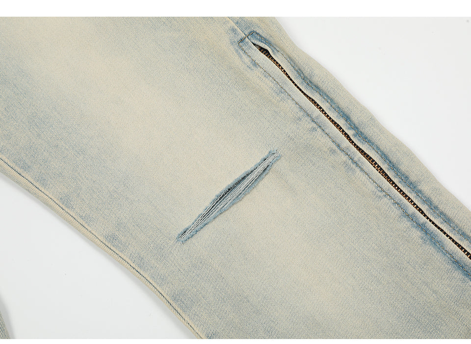 Light Washed Ripped Denim Jeans PinkLimes Trending Streetwear