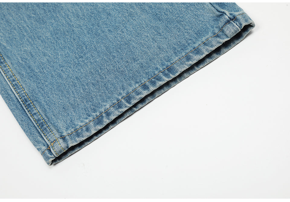 Straight-Leg Blue Denim Jeans PinkLimes Trending Streetwear