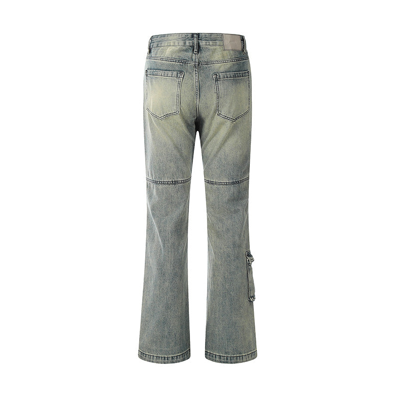 Spliced Pocket Flared Jeans PinkLimes Trending Streetwear