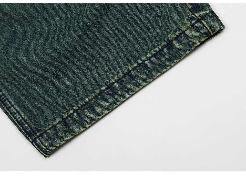 Deep Grey Straight-Leg Denim Jeans PinkLimes Trending Streetwear
