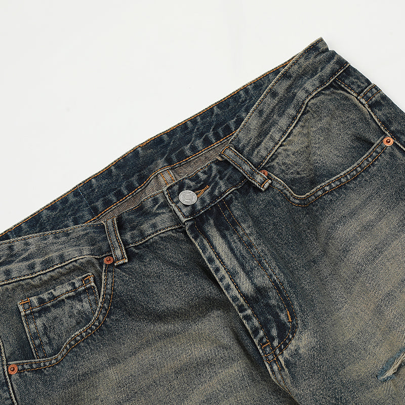 Distressed Straight-Leg Ripped Jeans PinkLimes Trending Streetwear