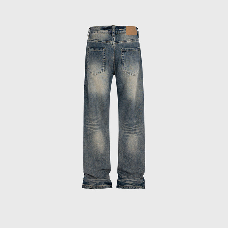 Washed Textured Straight‑Leg Jeans PinkLimes Trending Streetwear