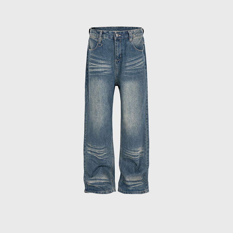 Textured D-Button Old Wash Jeans Blue PinkLimes Trending Streetwear