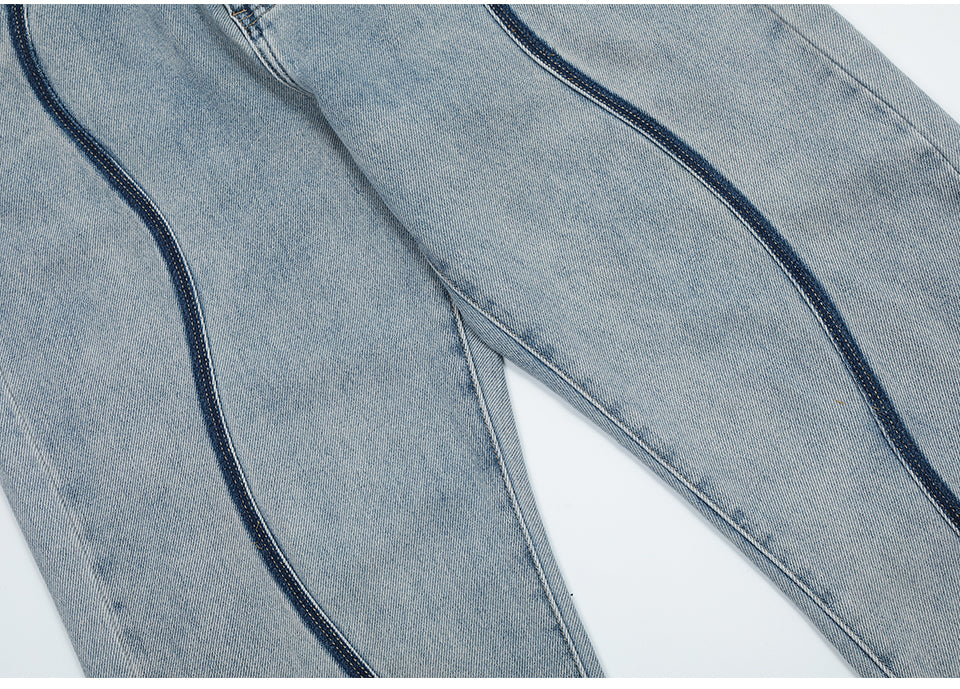Striped Stitch Loose Streetwear Jeans PinkLimes Trending Streetwear