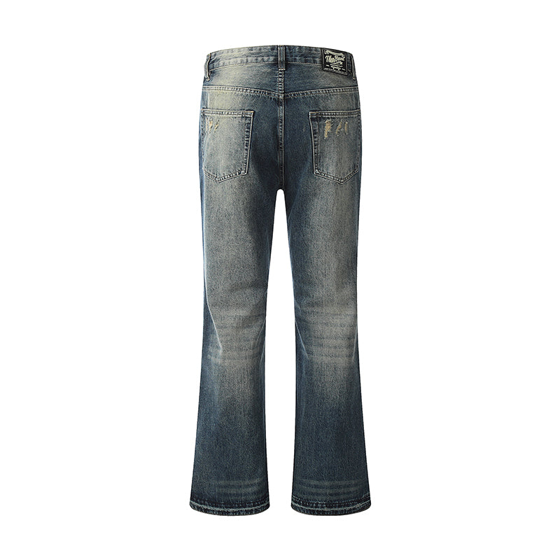 Flared Faded Blue Jeans PinkLimes Trending Streetwear