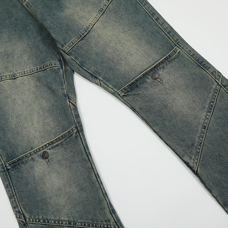 Denim Washed Spliced Jeans PinkLimes Trending Streetwear