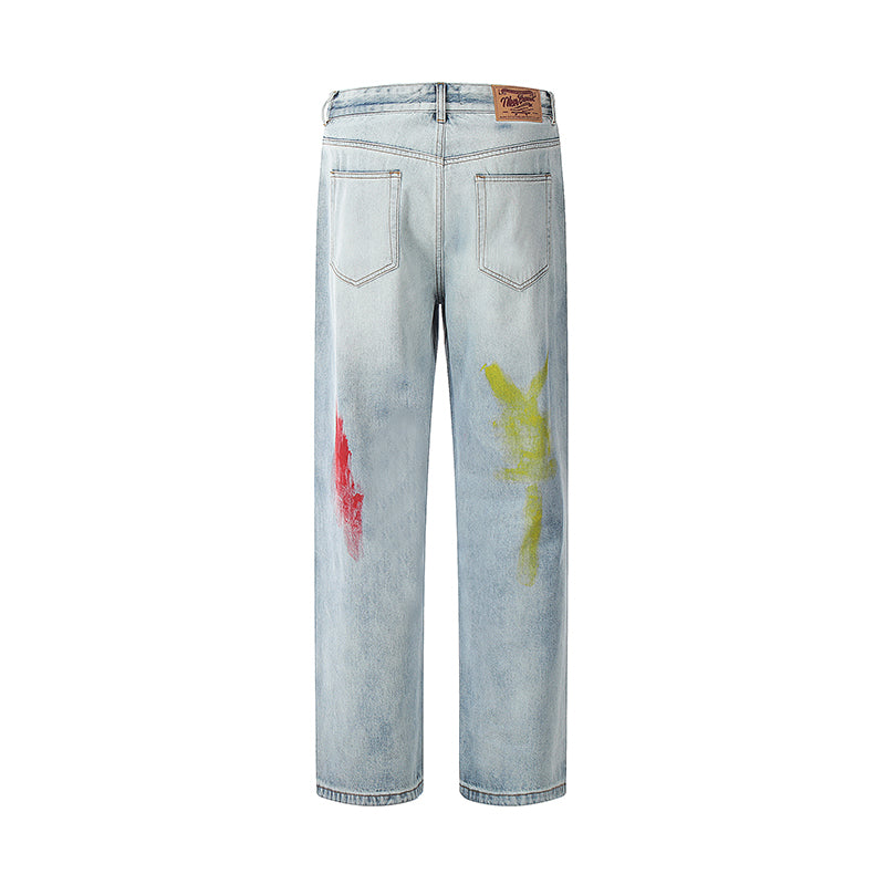 Splash-Ink Ripped Jeans PinkLimes Trending Streetwear