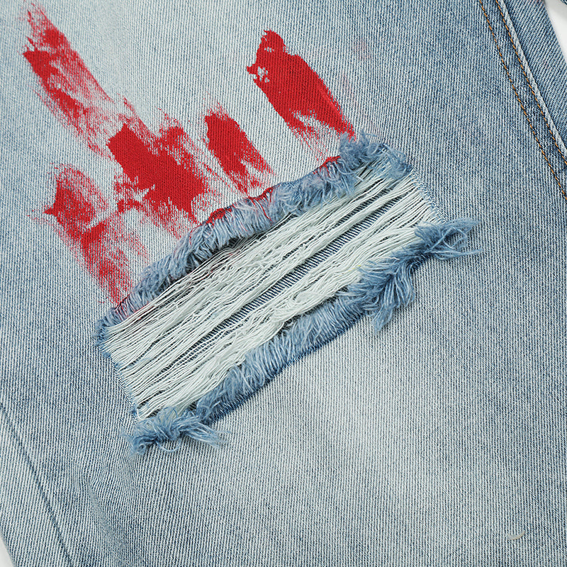 Splash-Ink Ripped Jeans PinkLimes Trending Streetwear