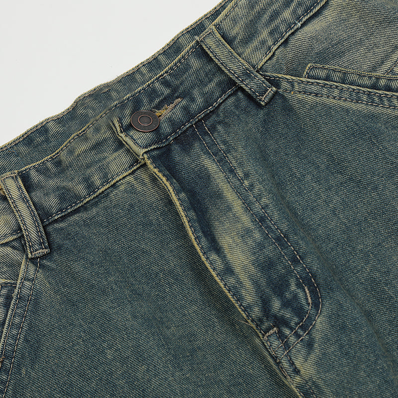 Denim Washed Spliced Jeans PinkLimes Trending Streetwear