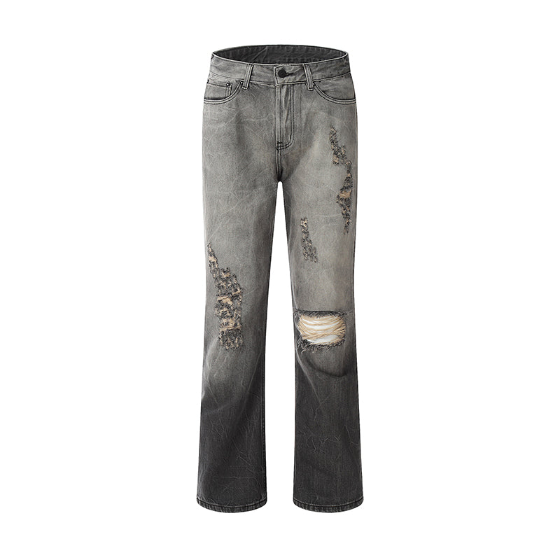 Distressed Ripped Jeans Gray PinkLimes Trending Streetwear
