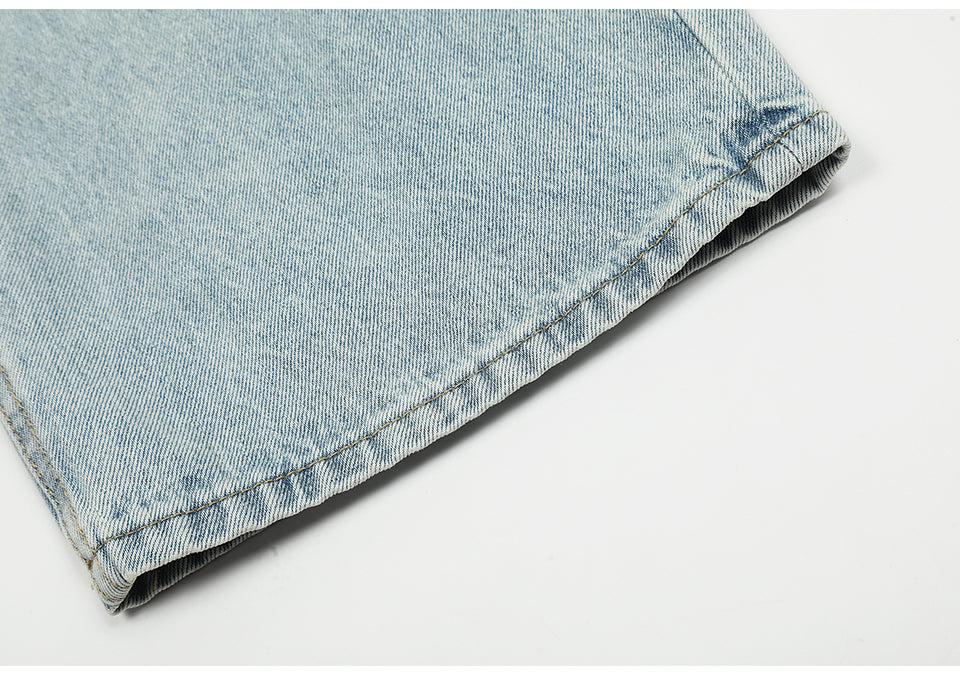 Straight-Leg Ripped Denim Jeans PinkLimes Trending Streetwear