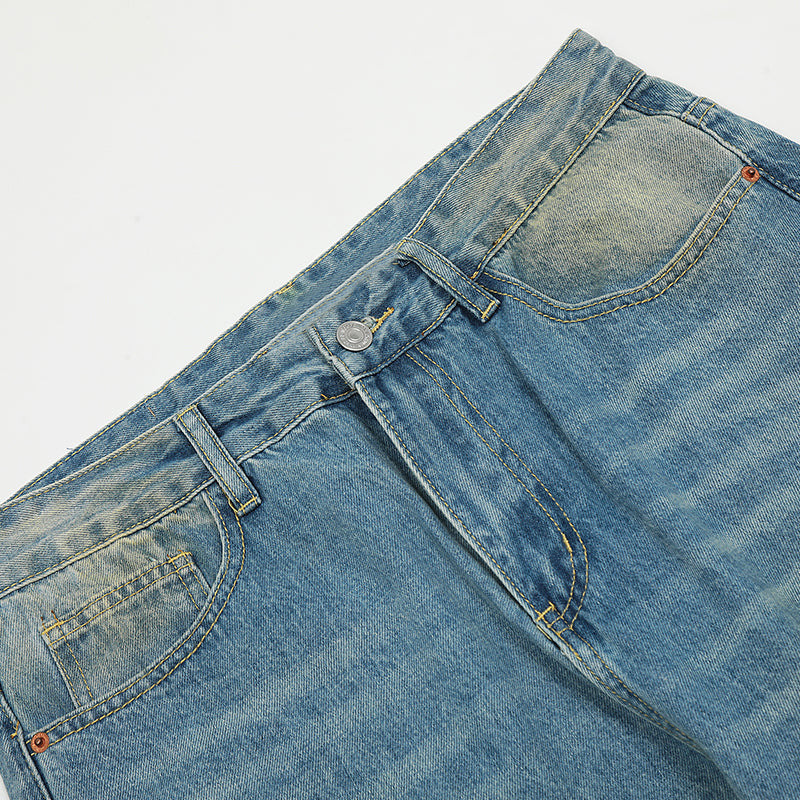 Straight-Leg Blue Denim Jeans PinkLimes Trending Streetwear