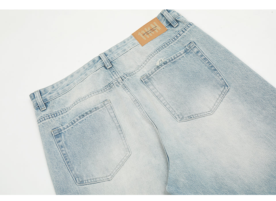 Blue Straight-Leg Ripped Light Jeans PinkLimes Trending Streetwear