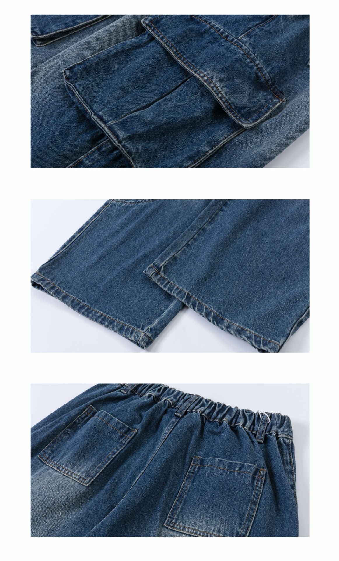 Navy Blue Cargo Washed Jeans PinkLimes Trending Streetwear