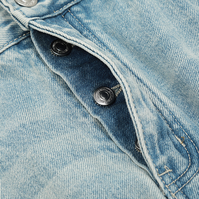 Blue Straight-Leg Ripped Light Jeans PinkLimes Trending Streetwear
