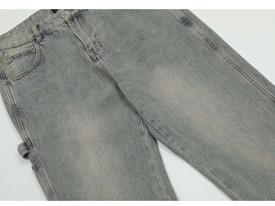 Washed Snap-Hem Straight Leg Jeans PinkLimes Trending Streetwear