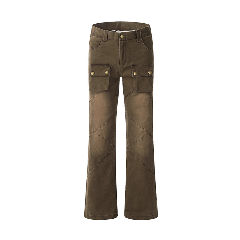 Flared Brown Denim Jeans Auburn PinkLimes Trending Streetwear