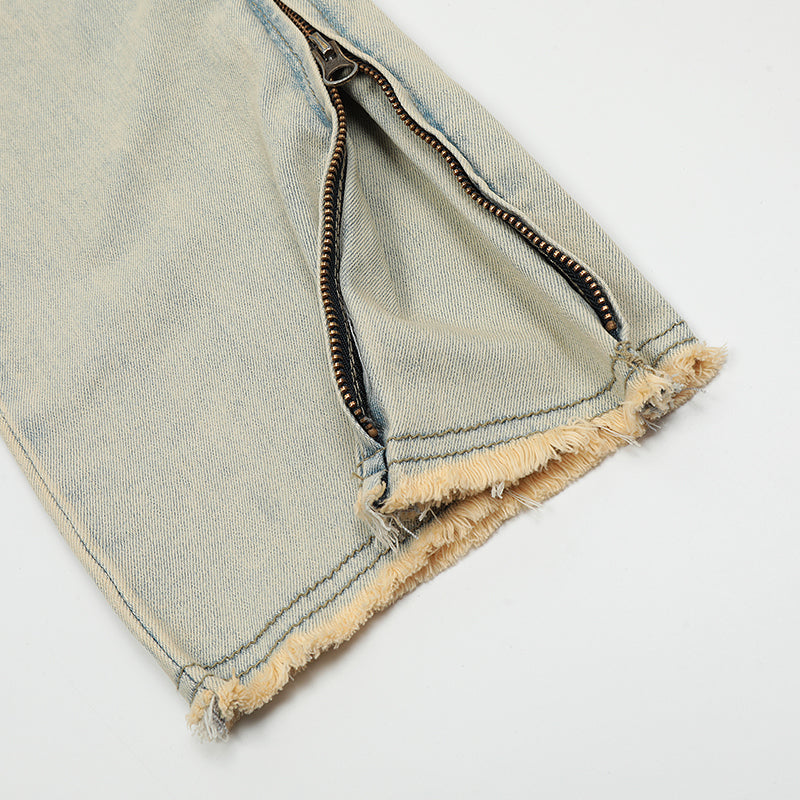 Light Washed Ripped Denim Jeans PinkLimes Trending Streetwear