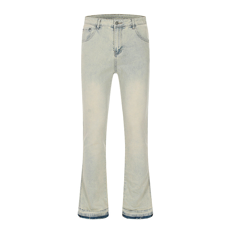 Flared Zip Denim Jeans Khaki PinkLimes Trending Streetwear