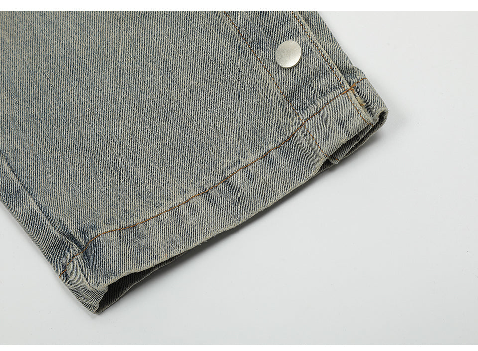 Washed Snap-Hem Straight Leg Jeans PinkLimes Trending Streetwear