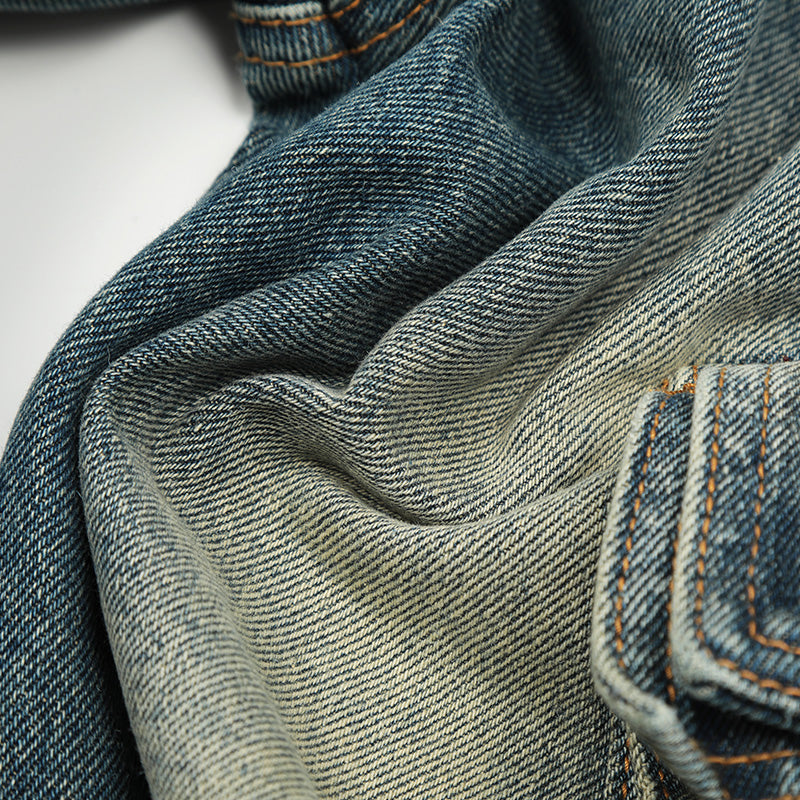 Pleated Washed Blue Denim Cargo Jeans PinkLimes Trending Streetwear