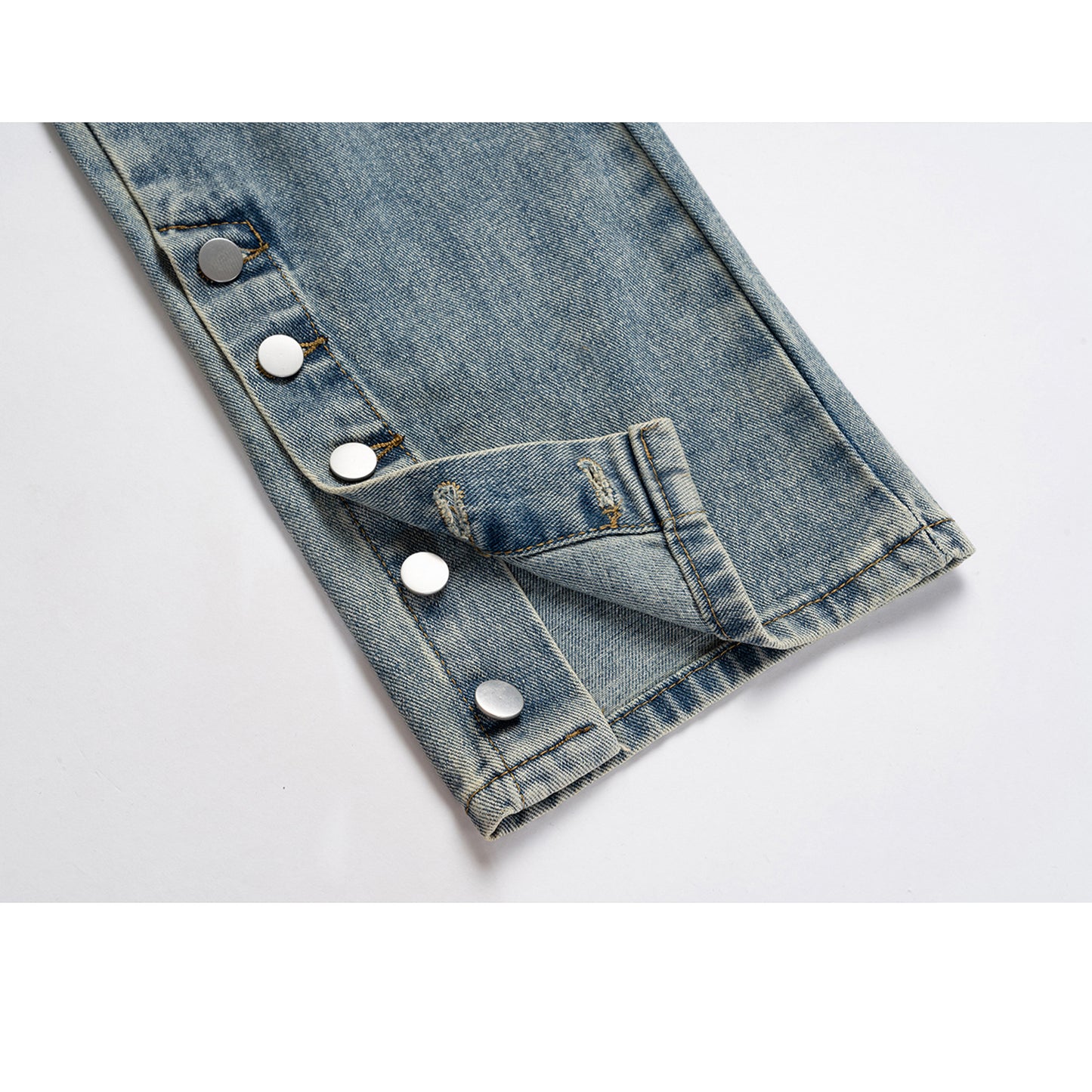 Heavy Wash Old Button Wide Leg Jeans PinkLimes Trending Streetwear
