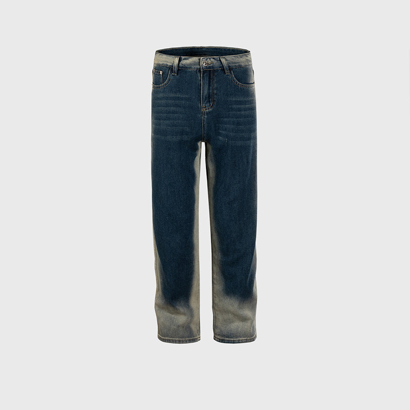 Urban Washed Contrast Gradient Stitching Jeans PinkLimes Trending Streetwear
