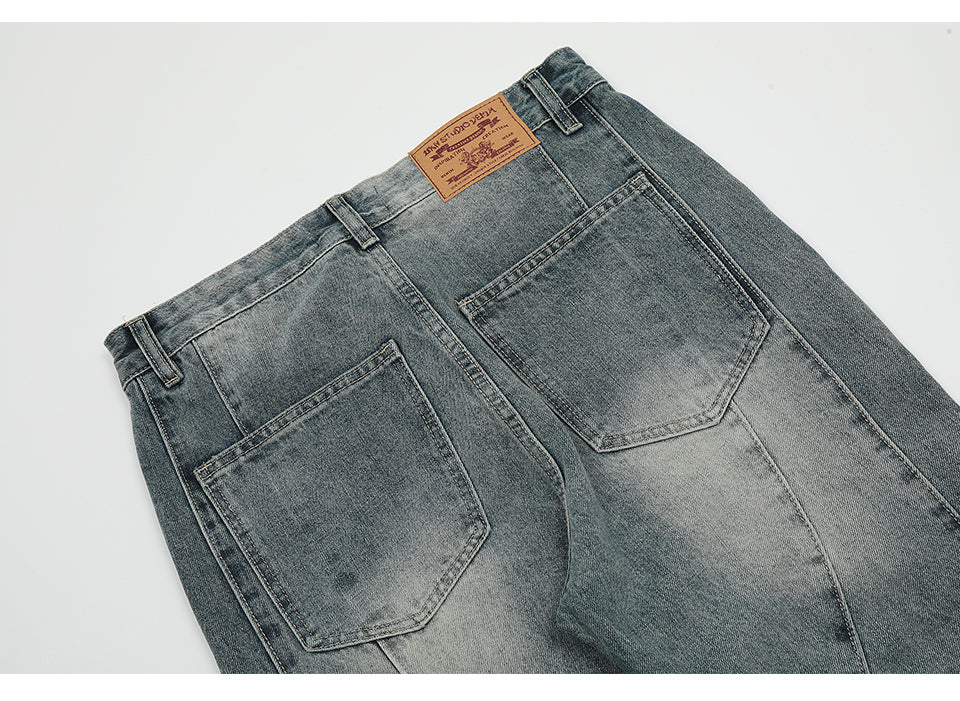 Spliced Pocket Denim Jeans PinkLimes Trending Streetwear