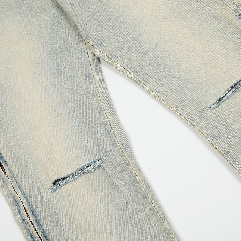 Light Washed Ripped Denim Jeans PinkLimes Trending Streetwear