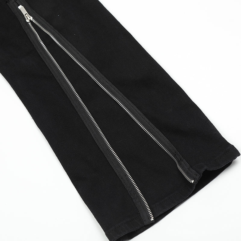 Black Zipper Denim Jeans PinkLimes Trending Streetwear