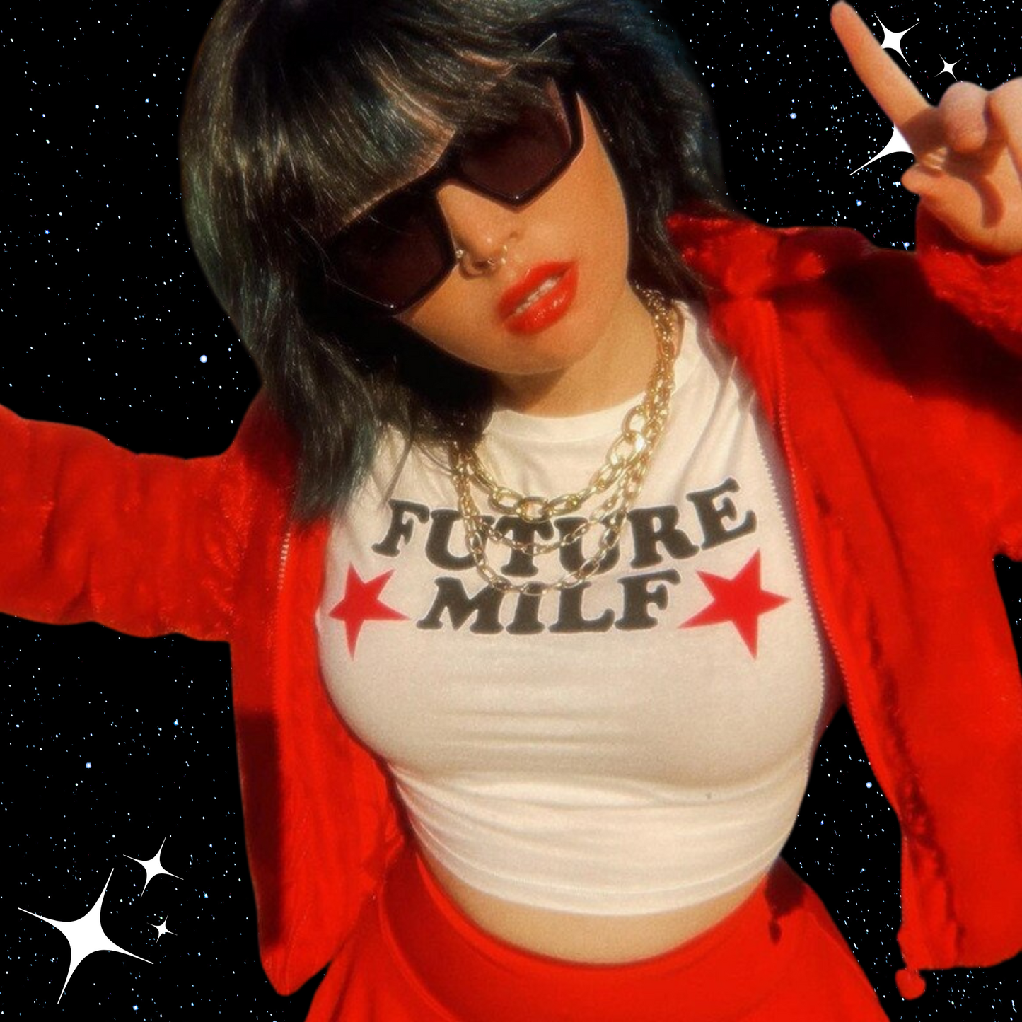 FUTURE MILF Crop Tee Shirts & Tops PinkLimes Trending Streetwear