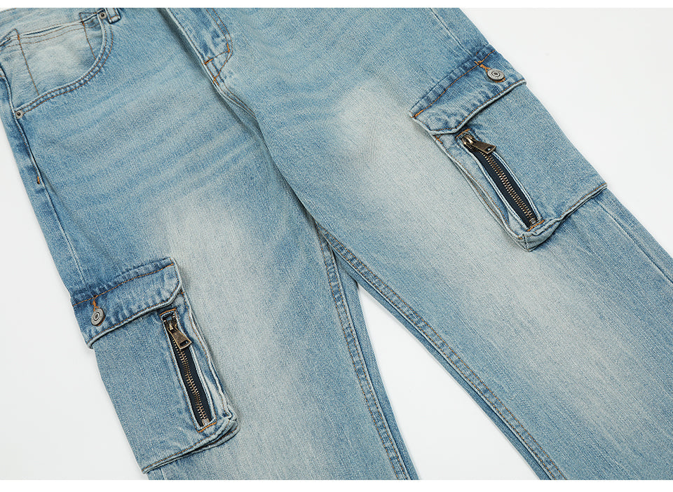 Cargo Blue Denim Streetwear Jeans PinkLimes Trending Streetwear