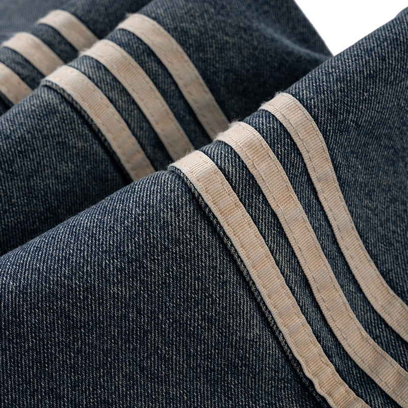 Bar Line Stitching Grinded Jeans PinkLimes Trending Streetwear