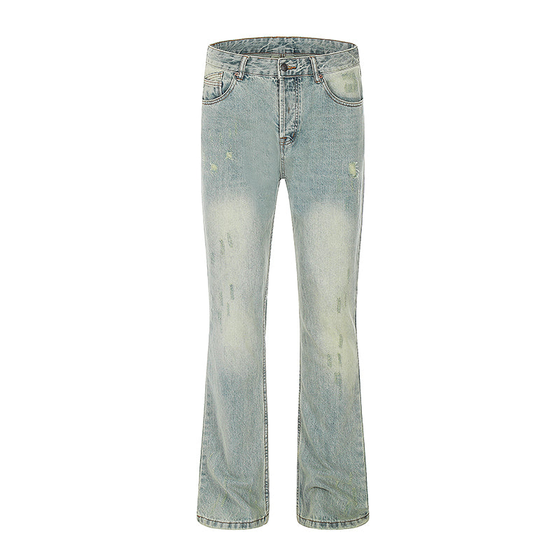 Distressed Fade Flare Jeans – Acid Light Wash Light Blue PinkLimes Trending Streetwear