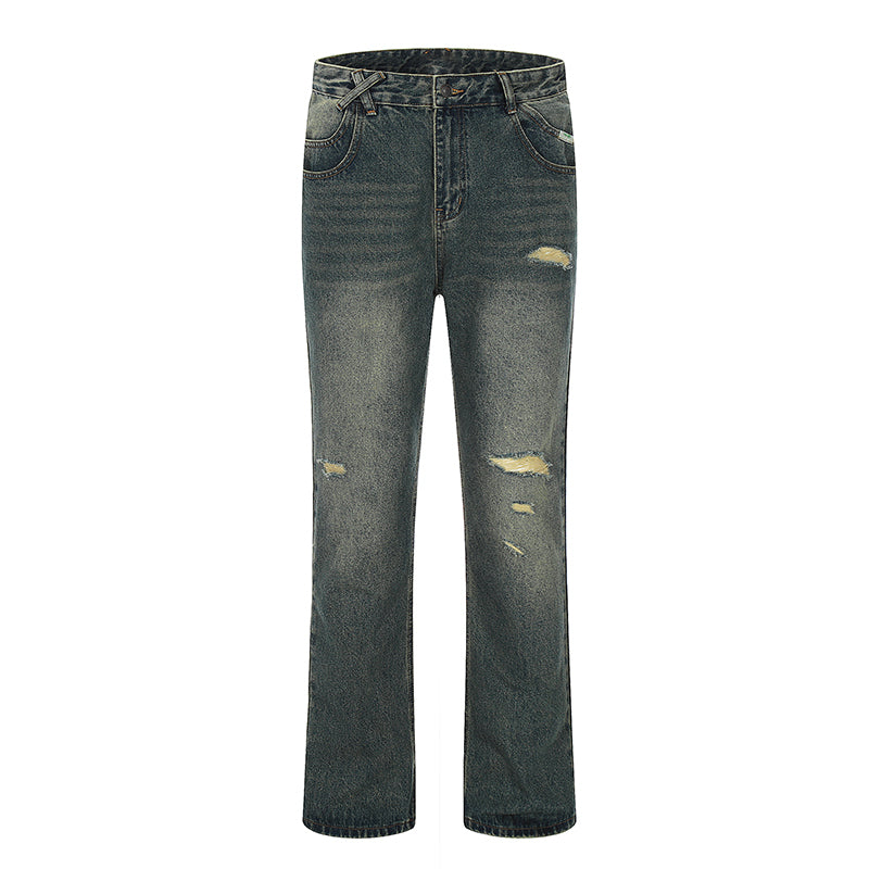 Ripped Blue Denim Jeans Gray PinkLimes Trending Streetwear
