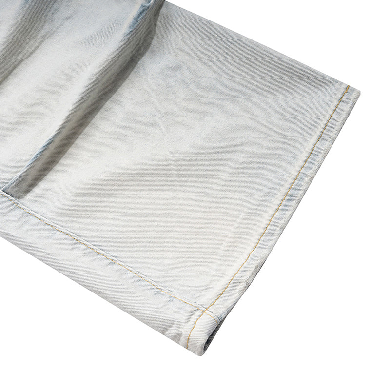 Multi-Pocket Washed Light Blue Jeans PinkLimes Trending Streetwear
