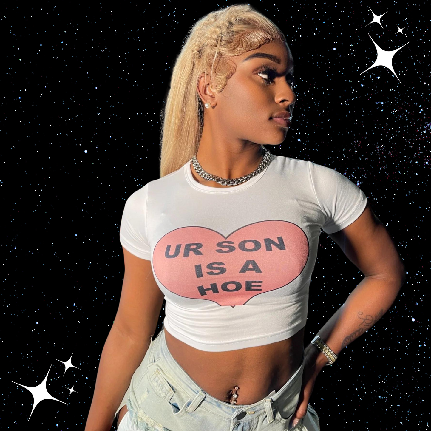 Ur Son Is A H*e Crop Tee Shirts & Tops PinkLimes Trending Streetwear