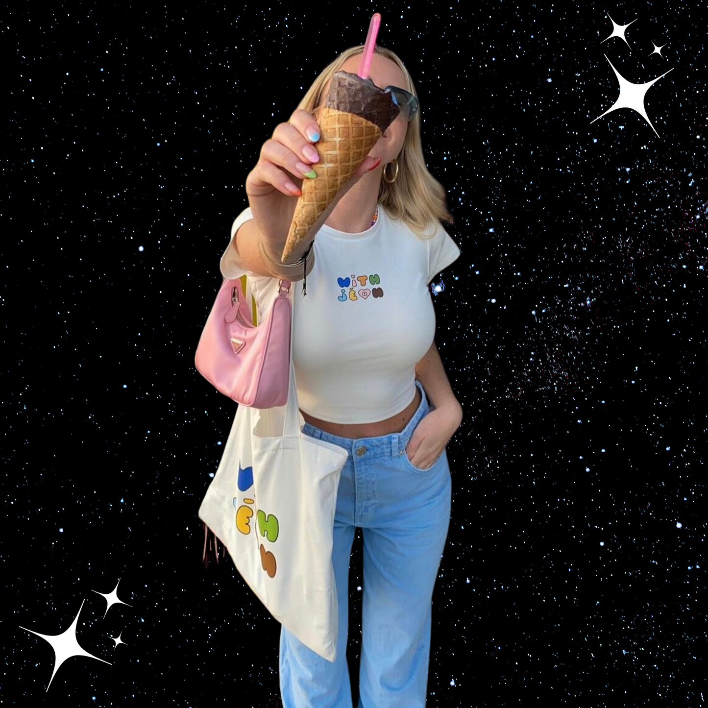 With Jean Y2K Crop T-shirt Shirts & Tops PinkLimes Trending Streetwear
