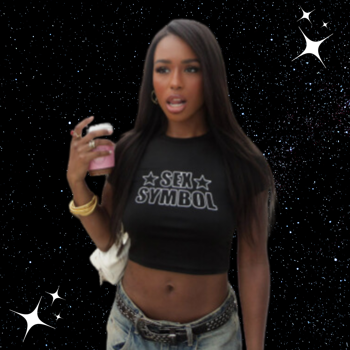 S*x Symbol Crop Tee Shirts & Tops PinkLimes Trending Streetwear
