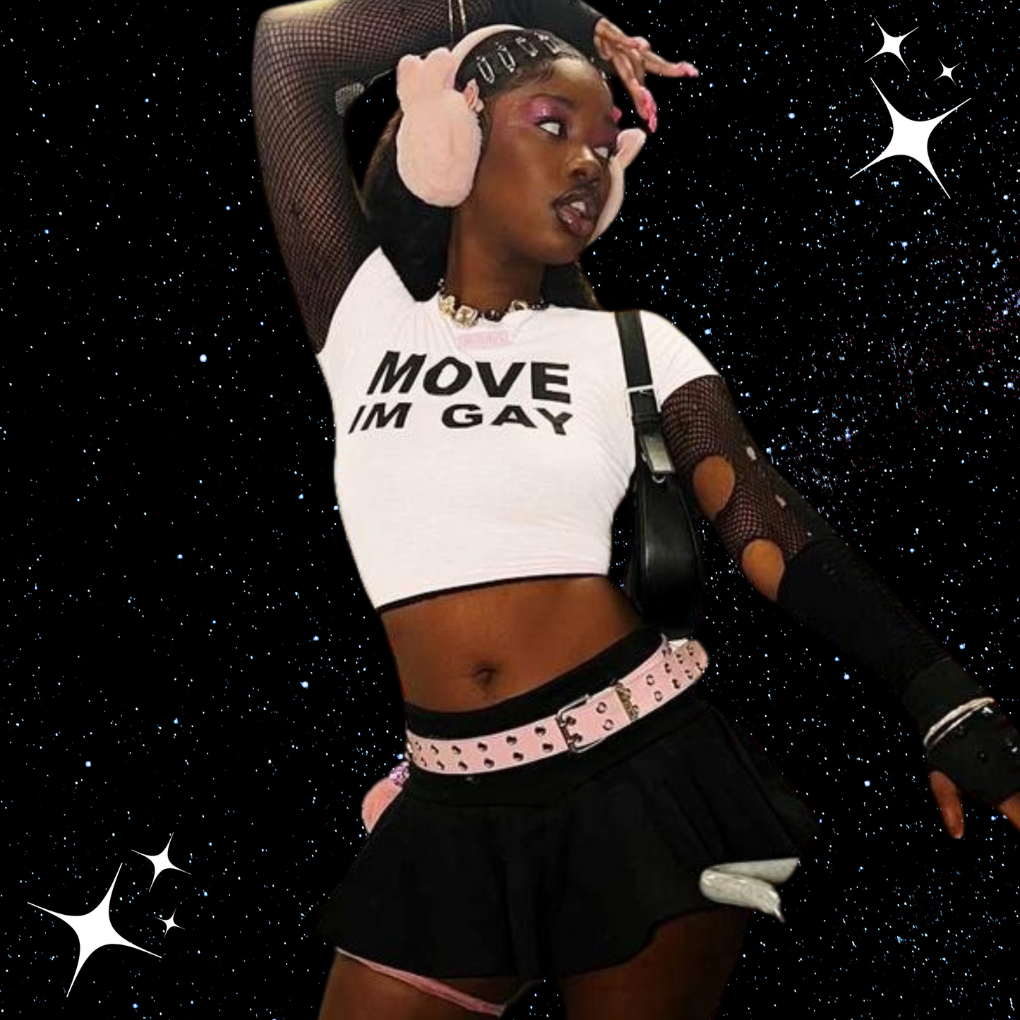 MOVE IM GAY Crop Tee Shirts & Tops PinkLimes Trending Streetwear