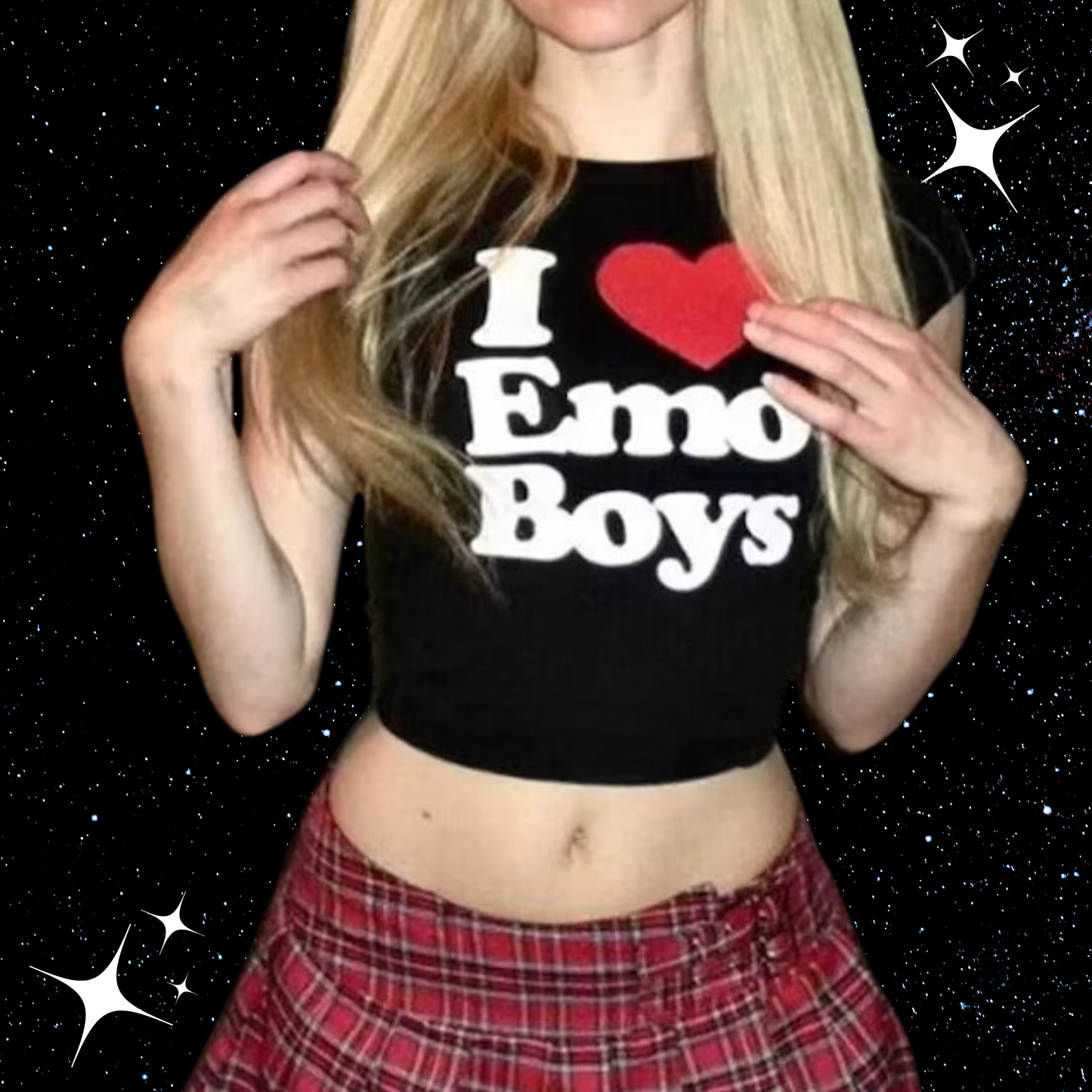 I Love Emo Boys Crop Tee Shirts & Tops PinkLimes Trending Streetwear