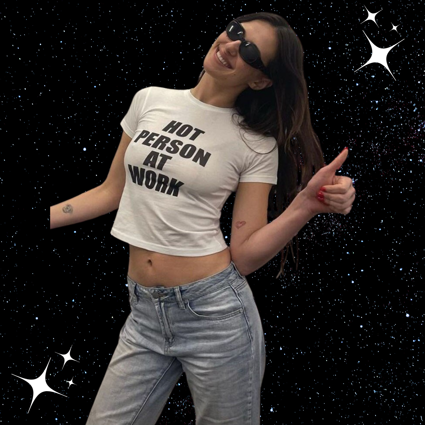 Hot Person At Work Crop Tee Shirts & Tops PinkLimes Trending Streetwear