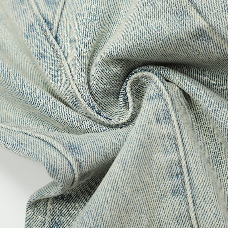 Spliced Light Blue Denim Jeans PinkLimes Trending Streetwear