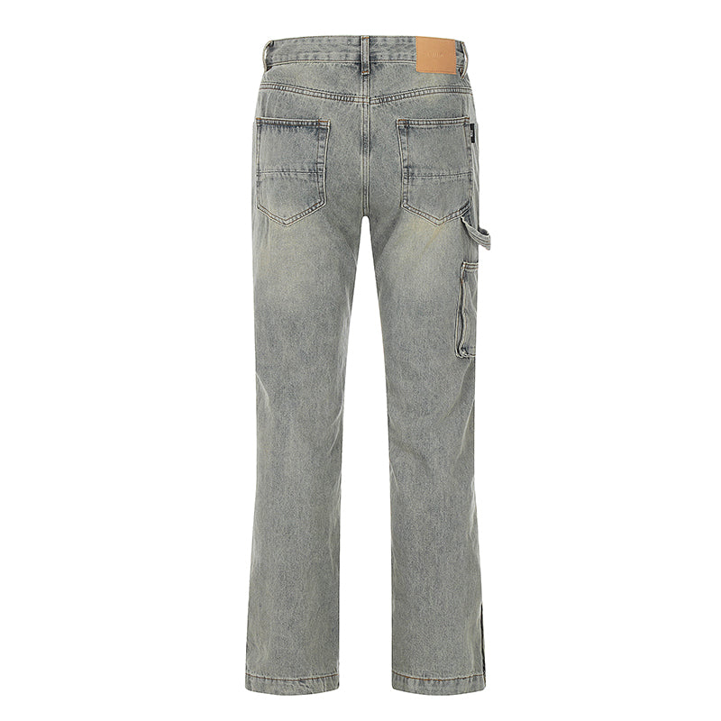 Washed Snap-Hem Straight Leg Jeans PinkLimes Trending Streetwear